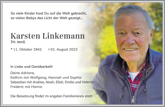 Traueranzeige von Karsten Linkemann von Allgäuer Anzeigeblatt