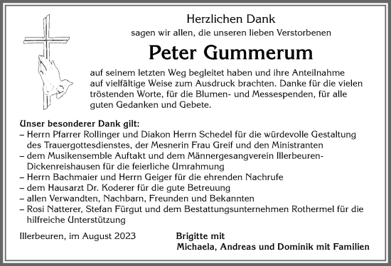 Traueranzeige von Peter Gummerum von Memminger Zeitung