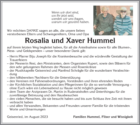 Traueranzeige von Xaver Hummel von Allgäuer Zeitung, Marktoberdorf