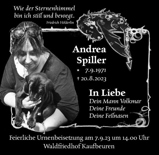 Traueranzeige von Andrea Spiller von Allgäuer Zeitung, Kaufbeuren/Buchloe