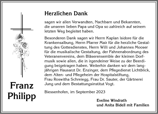 Traueranzeige von Franz Philipp von Allgäuer Zeitung, Marktoberdorf
