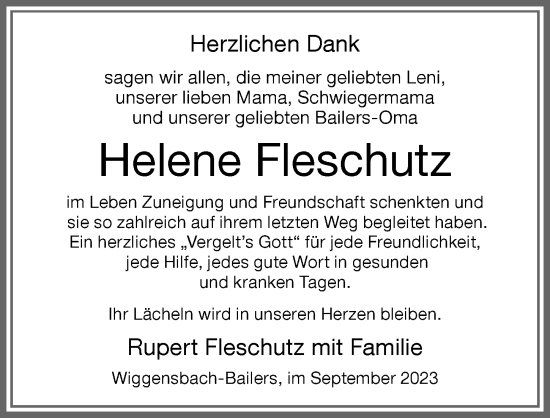 Traueranzeige von Helene Fleschutz von Allgäuer Zeitung,Kempten