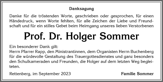 Traueranzeige von Holger Sommer von Allgäuer Anzeigeblatt