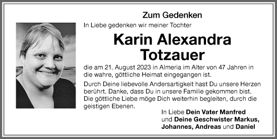 Traueranzeige von Karin Alexandra Totzauer von Memminger Zeitung
