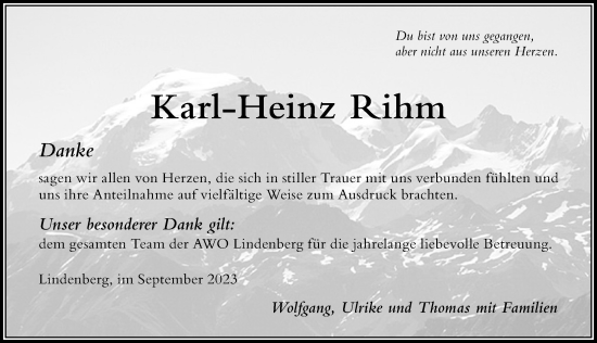 Traueranzeige von Karl-Heinz Rihm von Der Westallgäuer