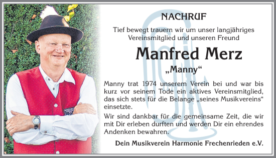 Traueranzeige von Manfred Merz von Memminger Zeitung