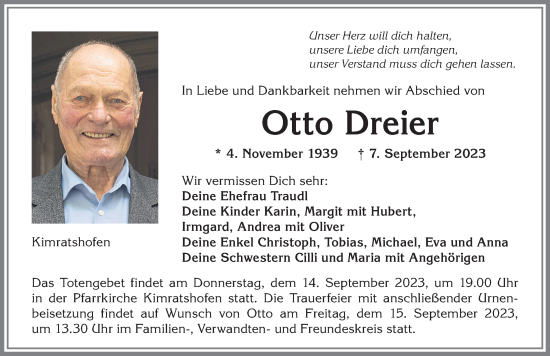 Traueranzeige von Otto Dreier von Allgäuer Zeitung,Kempten