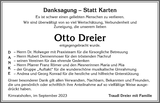 Traueranzeige von Otto Dreier von Allgäuer Zeitung,Kempten
