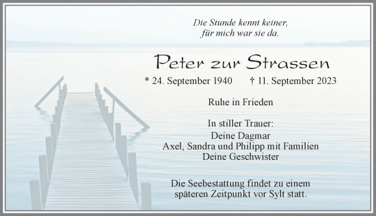 Traueranzeige von Peter zur Strassen von Allgäuer Zeitung, Füssen