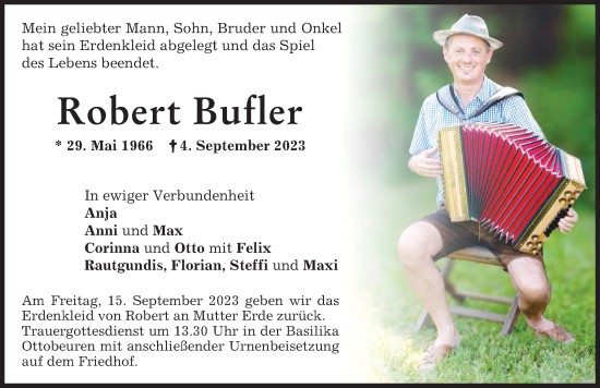 Traueranzeige von Robert Bufler von Memminger Zeitung