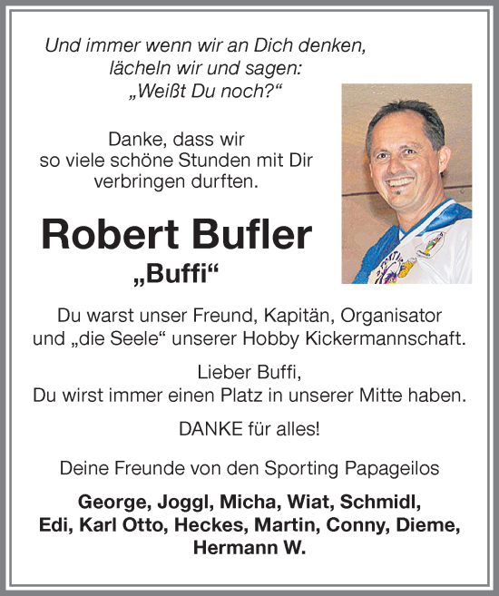 Traueranzeige von Robert Bufler von Memminger Zeitung