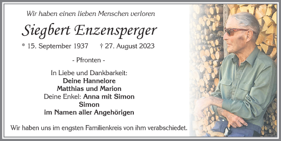 Traueranzeige von Siegbert Enzensperger von Allgäuer Zeitung, Füssen