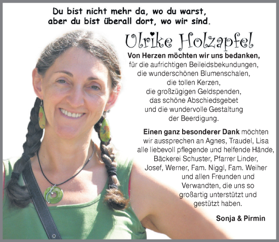 Traueranzeige von Ulrike Holzapfel von Allgäuer Zeitung, Füssen