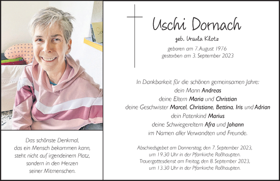 Traueranzeige von Uschi Dornach von Allgäuer Zeitung, Füssen