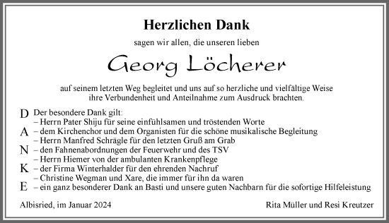 Traueranzeige von Georg Löcherer von Allgäuer Zeitung, Marktoberdorf