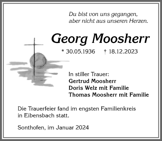 Traueranzeige von Georg Moosherr von Allgäuer Anzeigeblatt