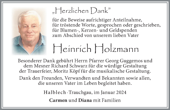 Traueranzeige von Heinrich Holzmann von Allgäuer Zeitung, Füssen
