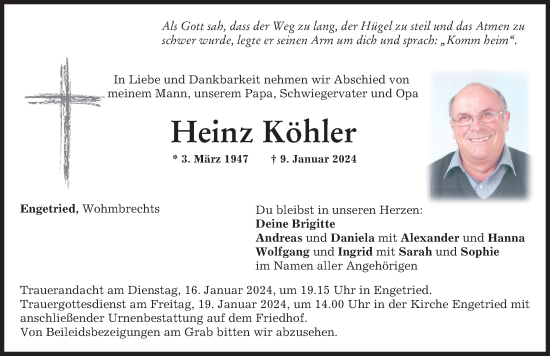 Traueranzeige von Heinz Köhler von Memminger Zeitung