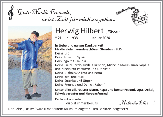 Traueranzeige von Herwig Hilbert von Allgäuer Zeitung, Kaufbeuren/Buchloe