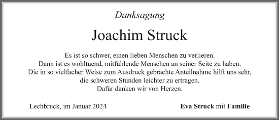 Traueranzeige von Joachim Struck von Allgäuer Zeitung, Füssen