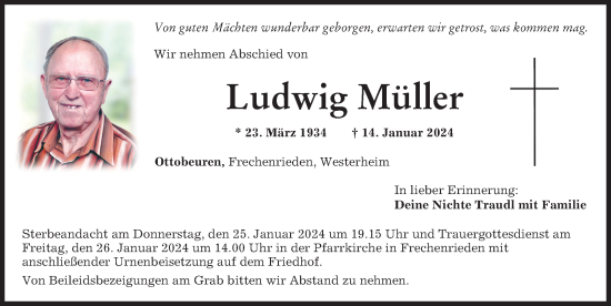 Traueranzeige von Ludwig Müller von Memminger Zeitung
