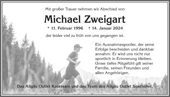 Traueranzeige von Michael Zweigart von Allgäuer Anzeigeblatt