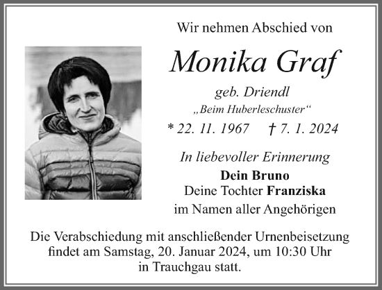 Traueranzeige von Monika Graf von Allgäuer Zeitung, Füssen