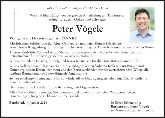 Traueranzeige von Peter Vögele von Memminger Zeitung