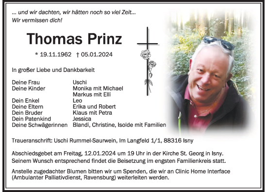 Traueranzeige von Thomas Prinz von Der Westallgäuer