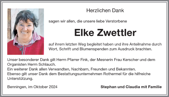 Traueranzeige von Elke Zwettler von Memminger Zeitung