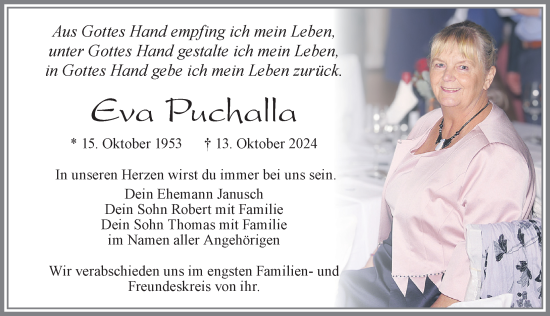 Traueranzeige von Eva Puchalla von Allgäuer Zeitung, Füssen