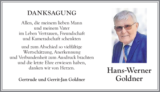 Traueranzeige von Hans-Werner Goldner von Allgäuer Anzeigeblatt