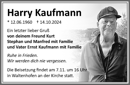 Traueranzeige von Harry Kaufmann von Allgäuer Zeitung,Kempten