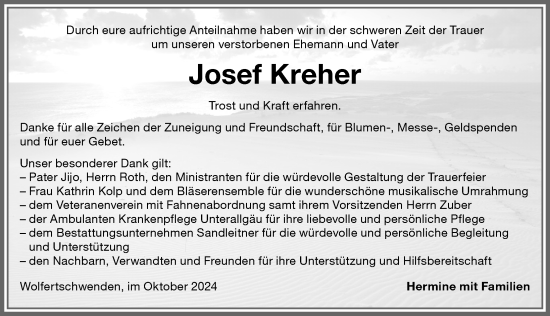 Traueranzeige von Josef Kreher von Memminger Zeitung