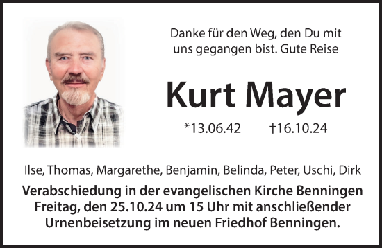 Traueranzeige von Kurt Mayer von Memminger Zeitung