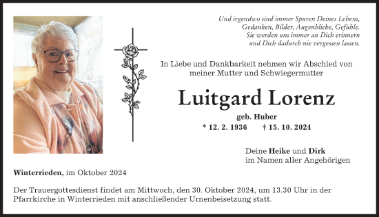 Traueranzeige von Luitgard Lorenz von Memminger Zeitung