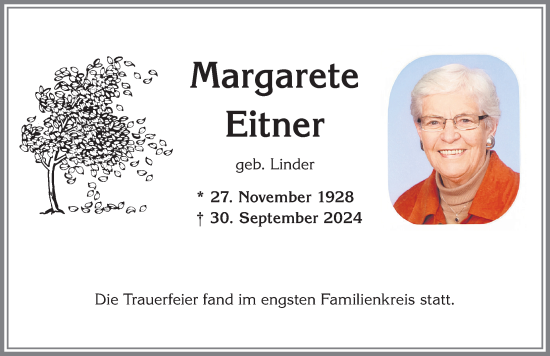 Traueranzeige von Margarete Eitner von Allgäuer Zeitung,Kempten