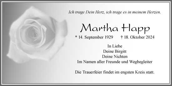 Traueranzeige von Martha Happ von Allgäuer Zeitung, Füssen