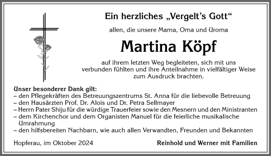 Traueranzeige von Martina Köpf von Allgäuer Zeitung, Füssen
