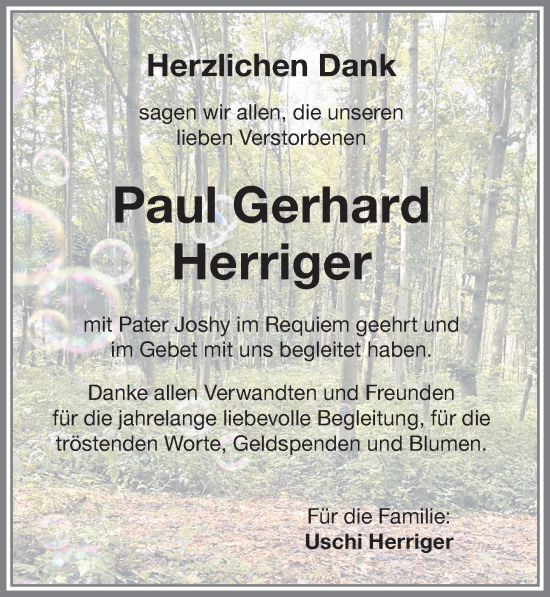 Traueranzeige von Paul Gerhard Herriger von Memminger Zeitung