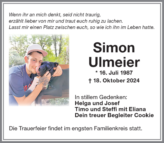 Traueranzeige von Simon Ulmeier von Memminger Zeitung