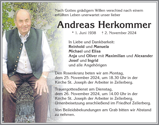 Traueranzeige von Andreas Herkommer von Allgäuer Zeitung, Füssen