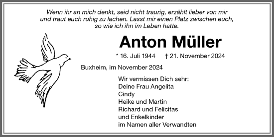 Traueranzeige von Anton Müller von Memminger Zeitung