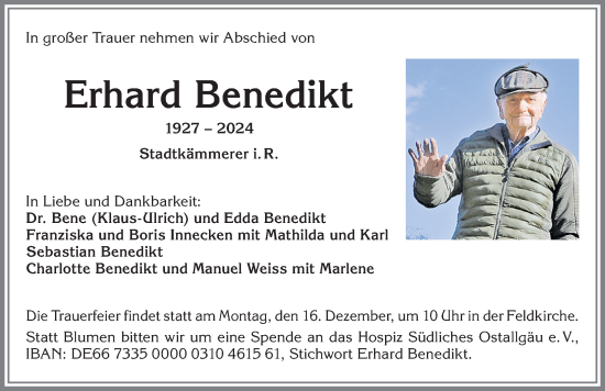 Traueranzeige von Erhard Benedikt von Allgäuer Zeitung, Füssen