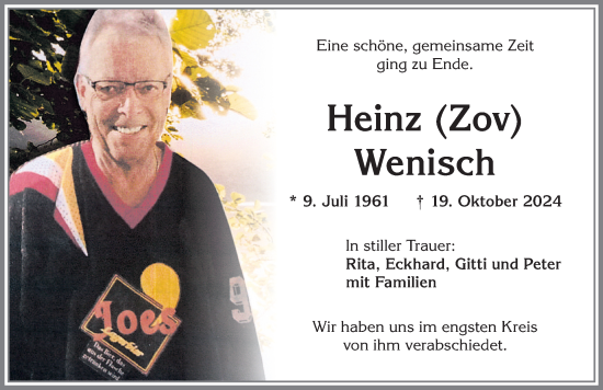 Traueranzeige von Heinz Wenisch von Allgäuer Zeitung,Kempten