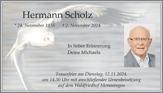 Traueranzeige von Hermann Scholz von Memminger Zeitung