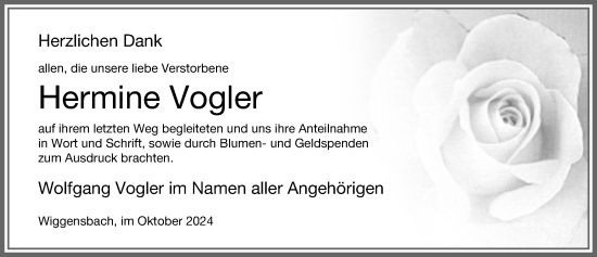 Traueranzeige von Hermine Vogler von Allgäuer Zeitung,Kempten