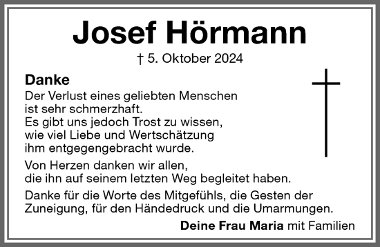 Traueranzeige von Josef Hörmann von Memminger Zeitung