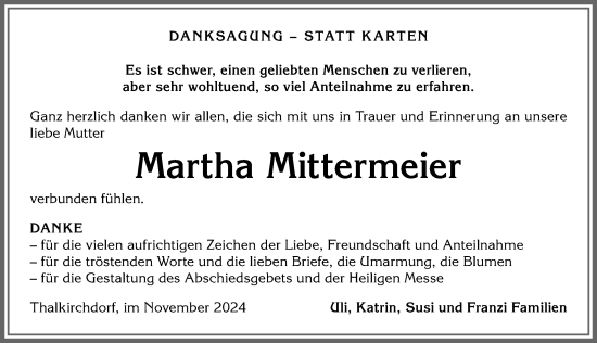 Traueranzeige von Martha Mittermeier von Allgäuer Anzeigeblatt