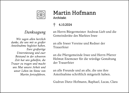 Traueranzeige von Martin Hofmann von Allgäuer Zeitung, Kaufbeuren/Buchloe